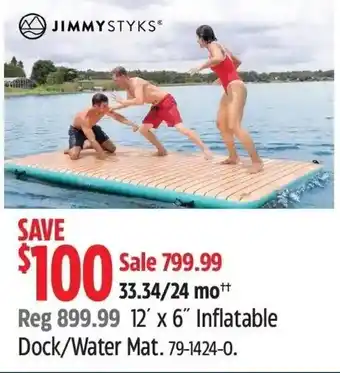 Canadian Tire JIMMYSTYKS 12' x 6" Inflatable Dock/Water Mat. 79-1424-0. offer