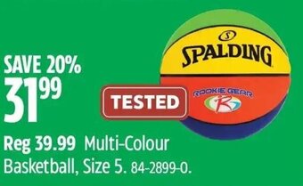 Canadian Tire SPALDING Multi-Colour Basketball, Size 5. 84-2899-0. offer