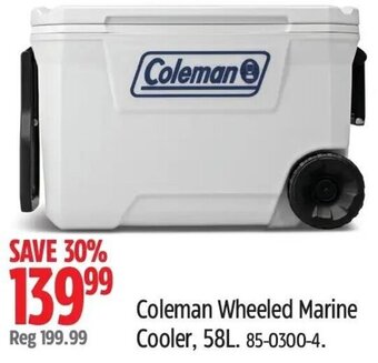 Canadian Tire Coleman Wheeled Marine Cooler, 58L. 85-0300-4. offer