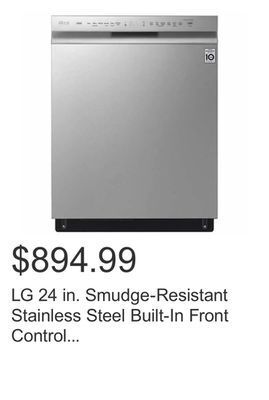 Costco Lg 24 in. smudge-resistant stainless steel built-in front control dishwasher with 3rd rack and thinq technology offer