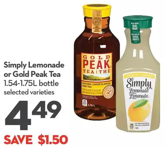Longo's Simply lemonade or gold peak tea offer