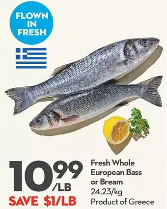 Longo's Fresh whole european bass or bream offer