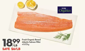 Longo's Fresh organic boned atlantic salmon fillet offer