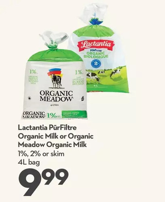 Longo's Lactantia purfiltre organic milk or organic meadow organic milk offer