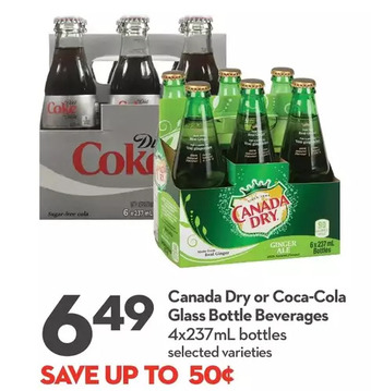 Longo's Canada dry or coca-cola glass bottle beverages offer