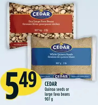 Marché Adonis Cedar quinoa seeds or large fava beans offer