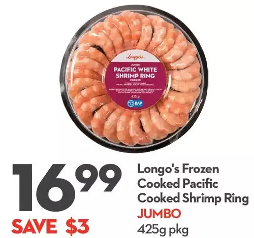 Longo's Longo's frozen cooked pacific cooked shrimp ring offer