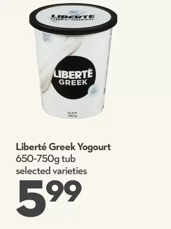 Longo's Liberte greek yogourt offer