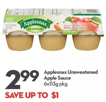 Longo's Applesnax unsweetened apple sauce offer