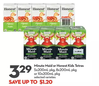 Longo's Minute maid or honest kids tetras offer