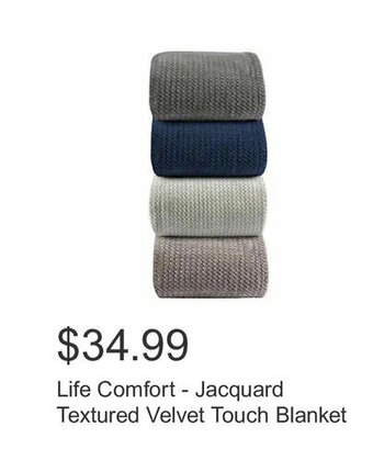 Costco Life Comfort - Jacquard Textured Velvet Touch Blanket offer