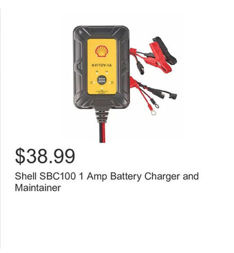 Costco Shell SBC100 1 Amp Battery Charger and Maintainer offer