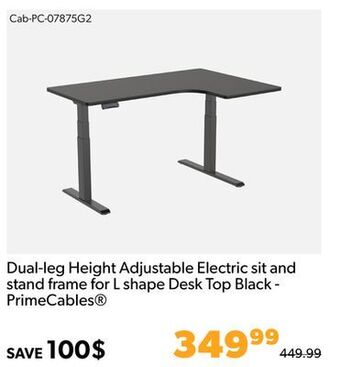 Shopper+ Dual-leg height adjustable electric sit and stand frame for l shape desk top black - primecables offer