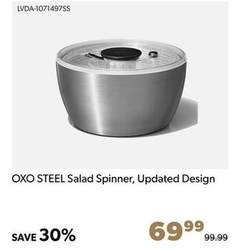 Shopper+ Oxo steel salad spinner, updated design offer