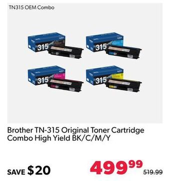 Shopper+ Brother tn-315 original toner cartridge combo high yield bk/c/m/y offer