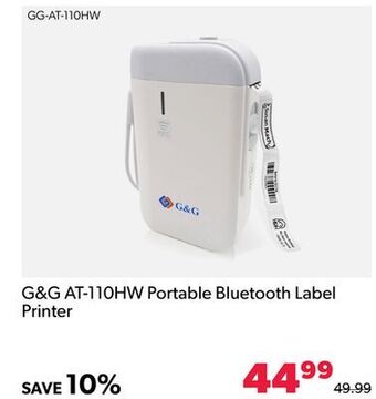 Shopper+ G&g at-110hw portable bluetooth label printer offer
