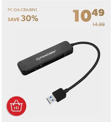 Shopper+ Usb-a 3.0 5 gbps high speed memory card reader 4 in 1 sd/tf/ms/cf - primecables offer