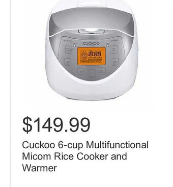 Costco Cuckoo 6-cup Multifunctional Micom Rice Cooker and Warmer offer