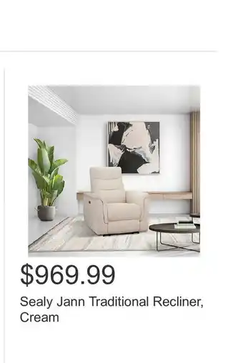 Costco Sealy Jann Traditional Recliner, Cream offer