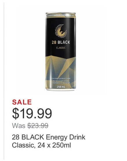 Costco 28 BLACK Energy Drink Classic, 24 x 250ml offer