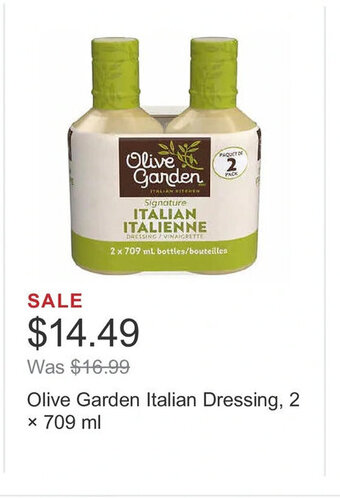 Costco Olive Garden Italian Dressing, 2 × 709 ml offer
