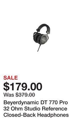 Newegg Beyerdynamic dt 770 pro 32 ohm studio reference closed-back headphones offer