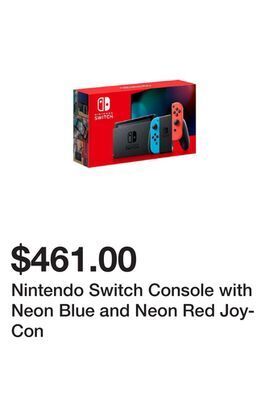 Newegg Nintendo switch console with neon blue and neon red joy-con offer