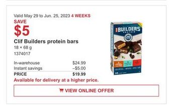 Costco Clif builders protein bars offer