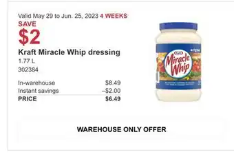 Costco Kraft miracle whip dressing offer