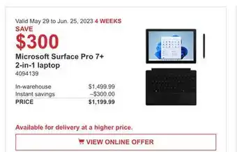 Costco Microsoft surface pro 7+ 20-in-1 laptop offer