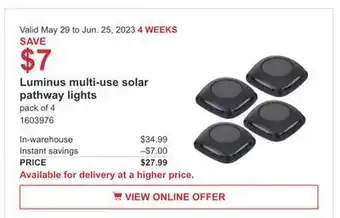 Costco Luminus multi-use solar pathway lights offer
