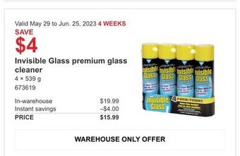 Costco Invisible glass premium glass cleaner offer