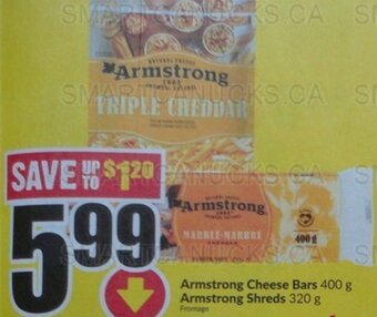 FreshCo Armstrong Cheese Bars 400 g Armstrong Shreds 320 g offer