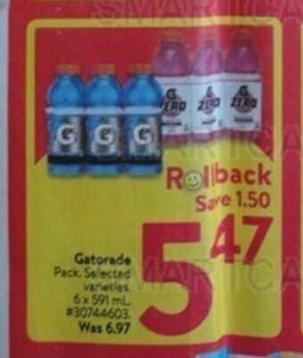 Walmart Gatorade 6 x 591 ml offer