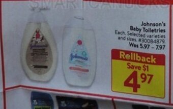Walmart Johnson's Baby Toiletries offer