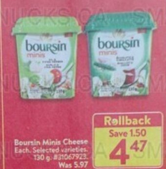 Walmart Boursin Minis Cheese . 130 g. offer