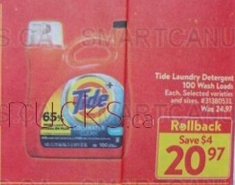Walmart Tide Laundry Detergent 100 Wash Loads offer
