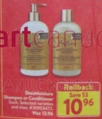 Walmart SheaMoisture Shampoo or Conditioner offer