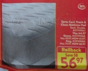 Walmart Serta Cool, Fresh & Clean Mattress Pad offer