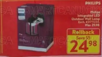 Walmart PHILIPS Integrated LED Outdoor Wall Lamp 29.98 offer