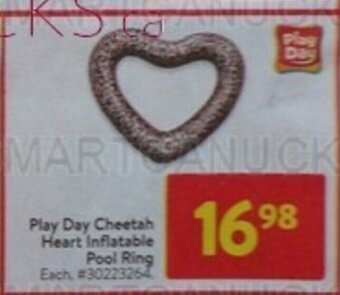 Walmart Play Day Cheetah Heart Inflatable Pool Ring offer