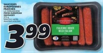 IGA FRESH EUROPEAN SAUSAGES 375 g offer