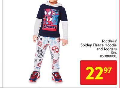 Walmart Toddlers' spidey fleece hoodie and joggers offer