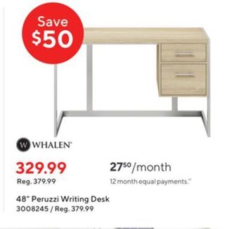 Staples Whalen 48 peruzzi writing desk offer