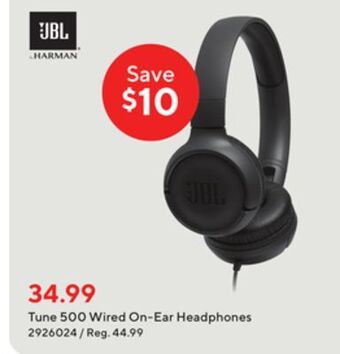 Staples Jbl tune 500 wired on-ear headphones offer