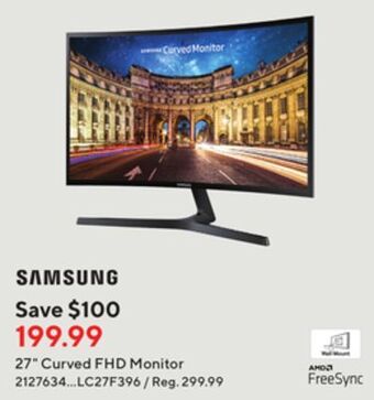 Staples Samsung 27 curved fhd monitor offer