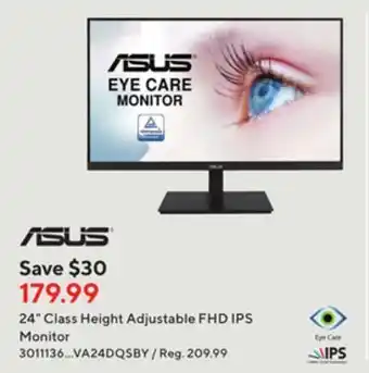 Staples Asus 24 class height adjustable fhd ips monitor offer