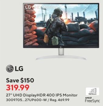 Staples Lg 27uhd displayhdr 400 ipa monitor offer