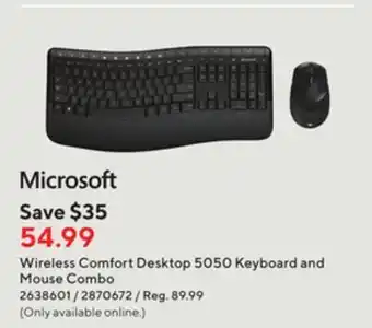 Staples Microsoft wireless comfort desktop 5050 keyboard and mouse combo offer