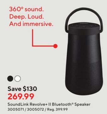 Staples Bose soundlink revolve+ ii bluetooth speaker offer